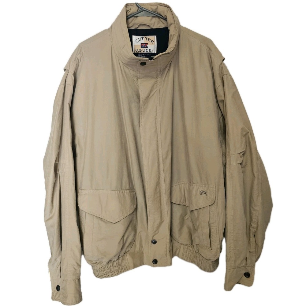 VINTAGE Men's Cutter & Buck Outdoor Hooded Jacket Lined Pockets Size XL Cotton